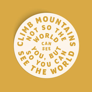 Climb Mountains Large Sticker - yellow