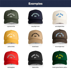 Customizable Arch Text Recycled Trucker Hat