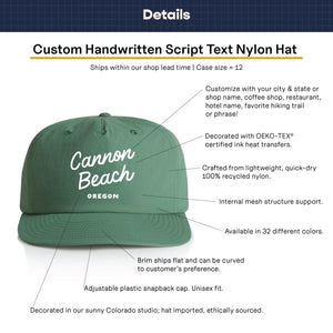 Customizable Handwritten Script Text Nylon Hat