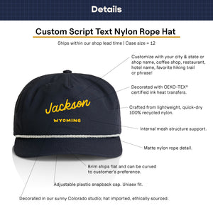 Customizable Handwritten Script Text Nylon Rope Hat