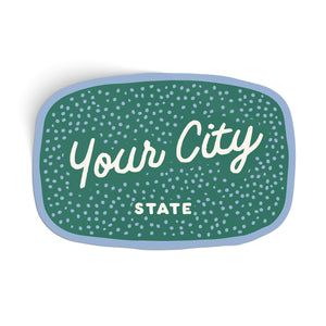 Customizable Dotty Handwritten Script City Sticker
