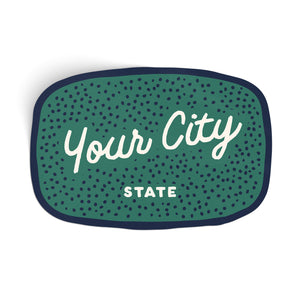 Customizable Dotty Handwritten Script City Sticker