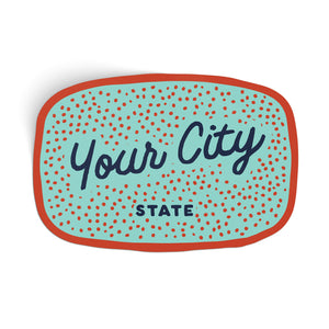 Customizable Dotty Handwritten Script City Sticker