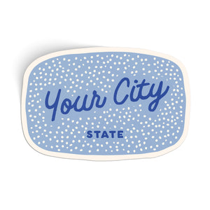 Customizable Dotty Handwritten Script City Sticker
