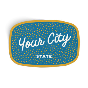 Customizable Dotty Handwritten Script City Sticker
