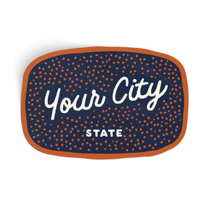 Customizable Dotty Handwritten Script City Sticker