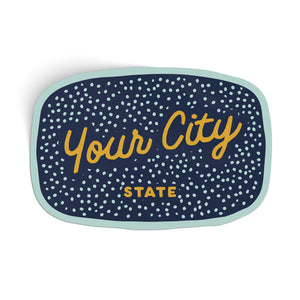 Customizable Dotty Handwritten Script City Sticker