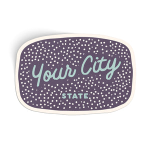 Customizable Dotty Handwritten Script City Sticker