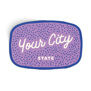 Customizable Dotty Handwritten Script City Sticker