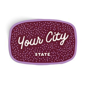 Customizable Dotty Handwritten Script City Sticker
