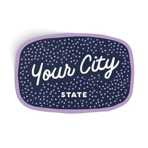Customizable Dotty Handwritten Script City Sticker
