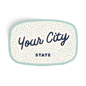 Customizable Dotty Handwritten Script City Sticker