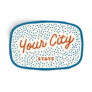 Customizable Dotty Handwritten Script City Sticker