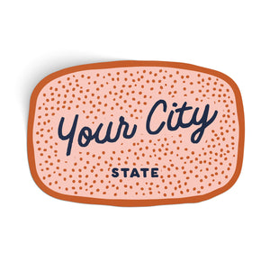 Customizable Dotty Handwritten Script City Sticker