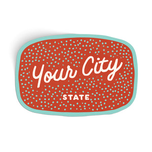 Customizable Dotty Handwritten Script City Sticker