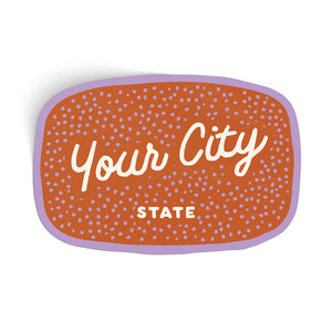 Customizable Dotty Handwritten Script City Sticker