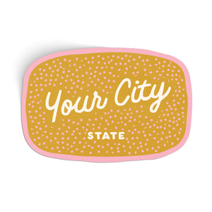 Customizable Dotty Handwritten Script City Sticker