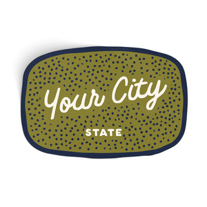 Customizable Dotty Handwritten Script City Sticker