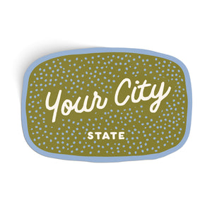 Customizable Dotty Handwritten Script City Sticker