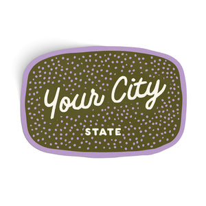 Customizable Dotty Handwritten Script City Sticker