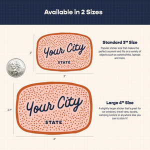 Customizable Dotty Handwritten Script City Sticker
