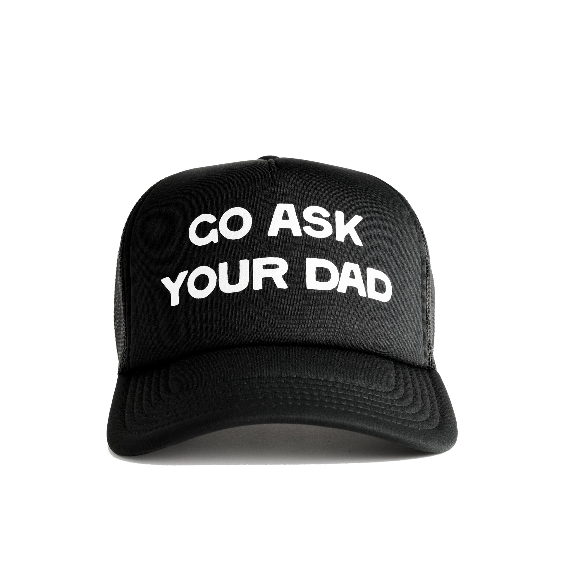 Go Ask Your Dad Recycled Trucker Hat - black