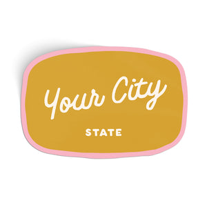 Customizable Handwritten Script City Sticker