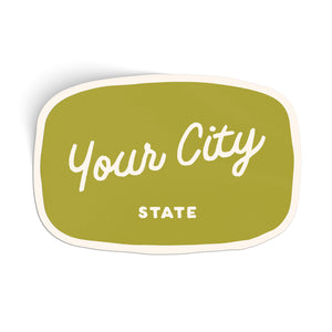 Customizable Handwritten Script City Sticker