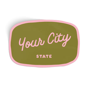 Customizable Handwritten Script City Sticker