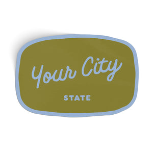 Customizable Handwritten Script City Sticker