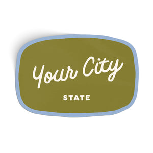 Customizable Handwritten Script City Sticker