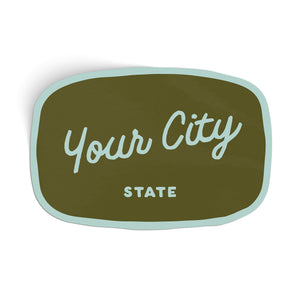 Customizable Handwritten Script City Sticker
