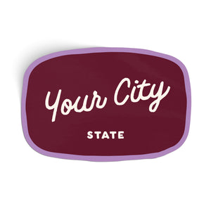 Customizable Handwritten Script City Sticker