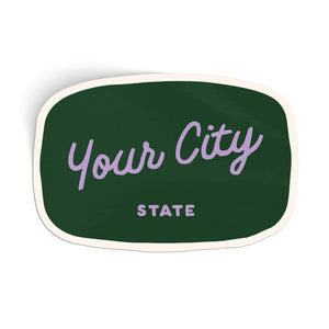 Customizable Handwritten Script City Sticker
