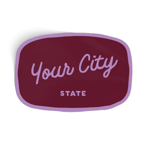 Customizable Handwritten Script City Sticker