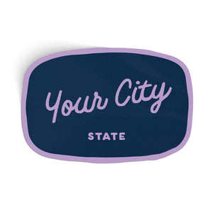 Customizable Handwritten Script City Sticker