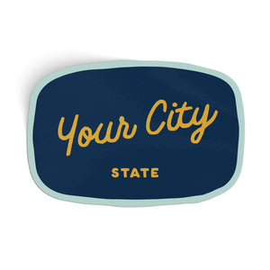 Customizable Handwritten Script City Sticker