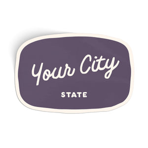 Customizable Handwritten Script City Sticker