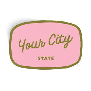 Customizable Handwritten Script City Sticker