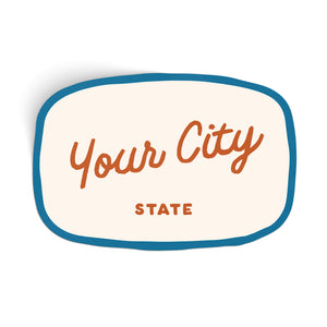 Customizable Handwritten Script City Sticker