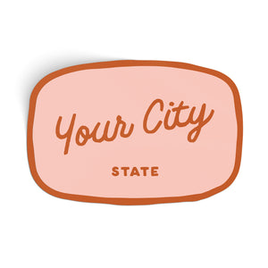 Customizable Handwritten Script City Sticker