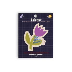 Hey, Slow Down Flower Sticker - purple