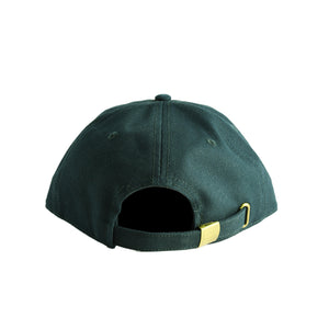 Green cap with a metal fastener on a white background