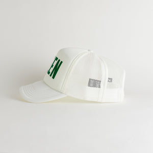 St. Patrick's Day Green Recycled Trucker Hat - snow