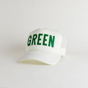 St. Patrick's Day Green Recycled Trucker Hat - snow