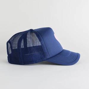 Heart Recycled Trucker Hat - cobalt blue