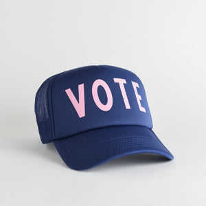 Vote Recycled Trucker Hat - cobalt